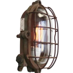 Pamono Sconce in Rust Cast Iron and Clear Glass> Wall Lights & Sconces