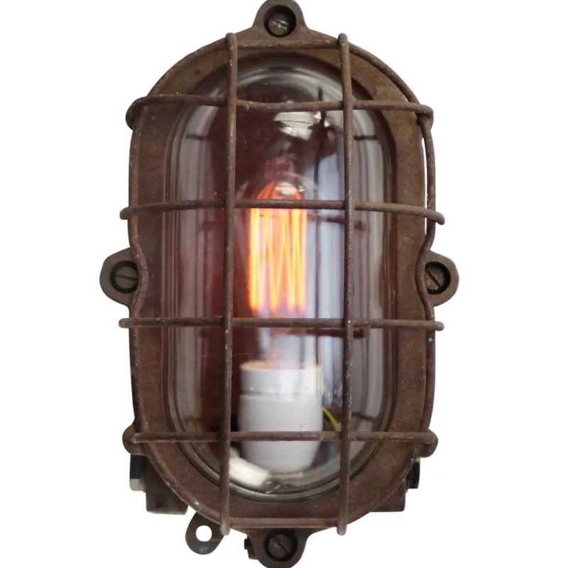 Pamono Sconce in Rust Cast Iron and Clear Glass> Wall Lights & Sconces