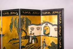 Hot Pamono Screen Painted in Japanese Lacquer, 1930s