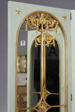 Pamono Screen Room Divider with Mirrors on Each Panel in Lacquered Wood and Gilt Bronze, 1880><noscript><img width=