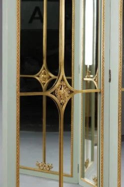 Pamono Screen Room Divider with Mirrors on Each Panel in Lacquered Wood and Gilt Bronze, 1880><noscript><img width=