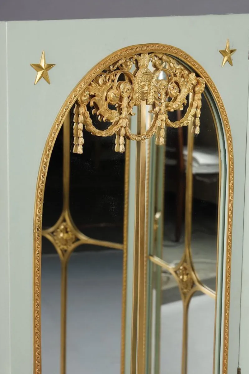 Pamono Screen Room Divider with Mirrors on Each Panel in Lacquered Wood and Gilt Bronze, 1880> Room Dividers & Screens