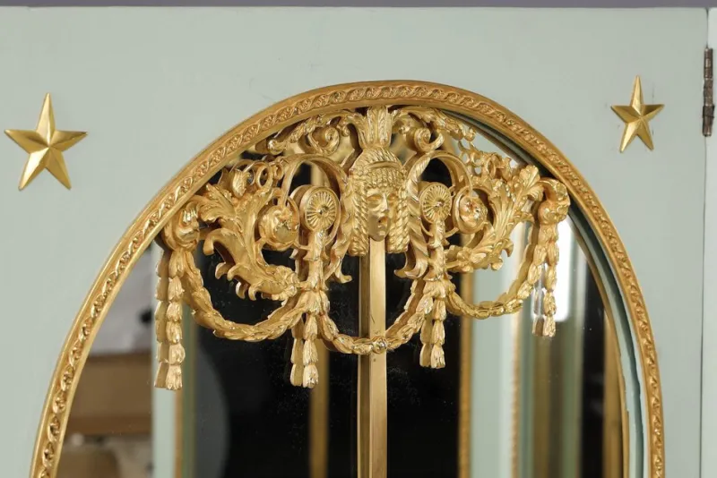 Pamono Screen Room Divider with Mirrors on Each Panel in Lacquered Wood and Gilt Bronze, 1880> Room Dividers & Screens