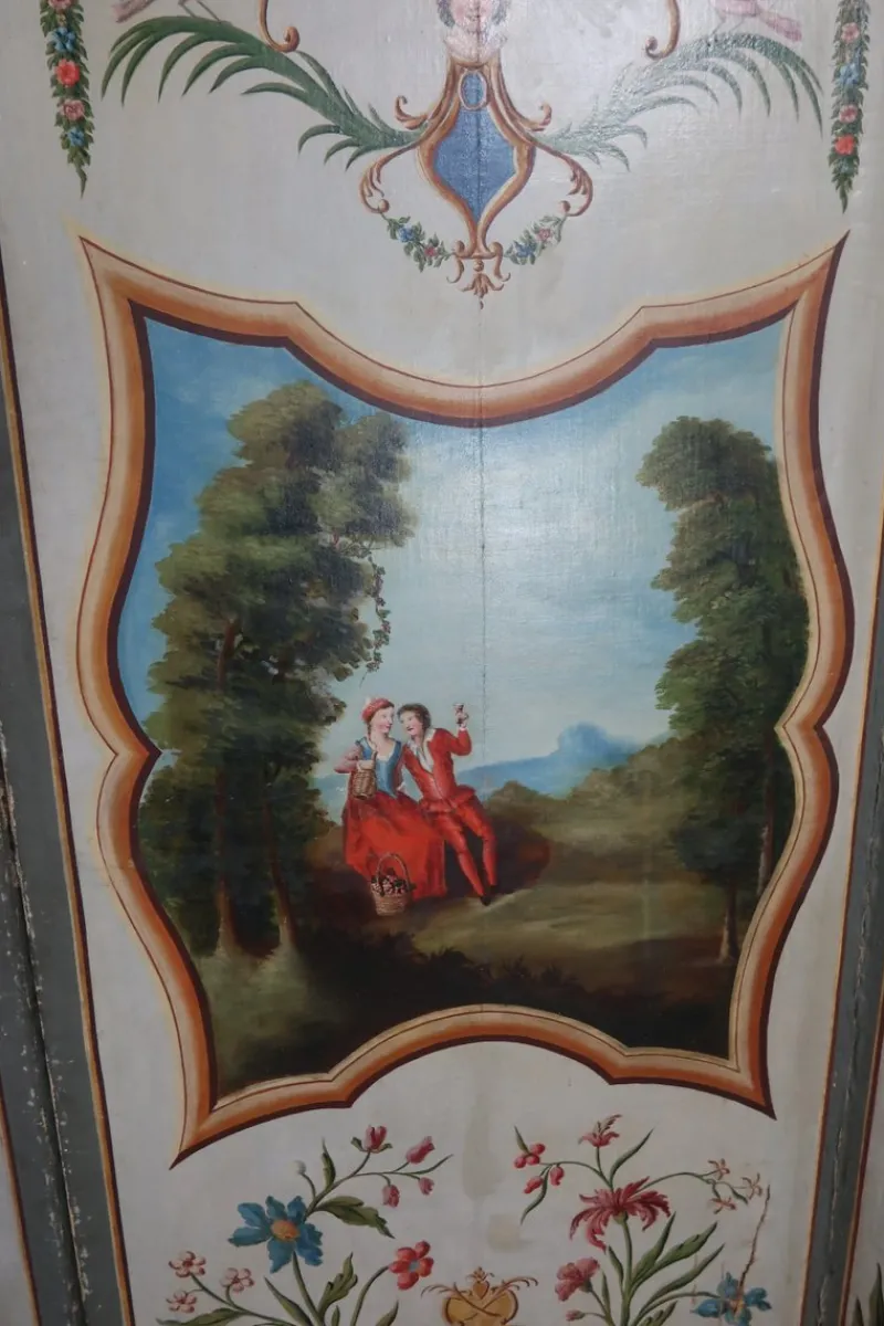 Online Pamono Screen with Oil Painting, 1800s