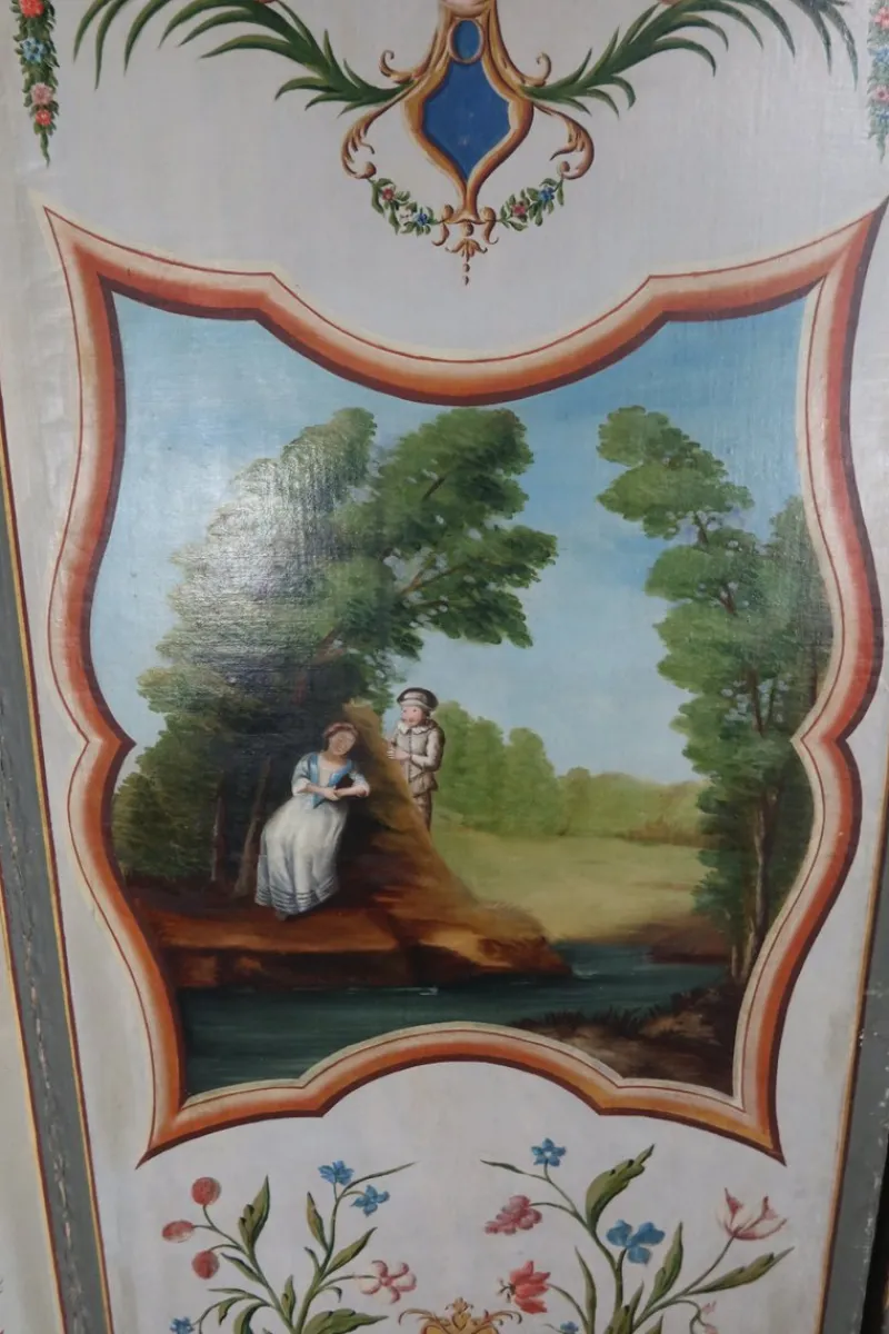 Online Pamono Screen with Oil Painting, 1800s