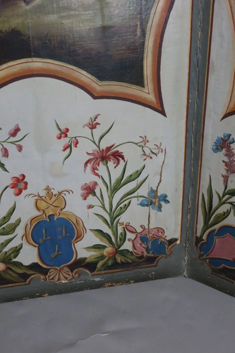 Online Pamono Screen with Oil Painting, 1800s