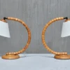 Pamono Sculptural Adjustable Table Lamps in Beech from Markslöjd, Sweden, 1960s, Set of 2