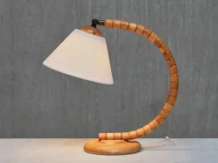 Pamono Sculptural Adjustable Table Lamps in Beech from Markslöjd, Sweden, 1960s, Set of 2