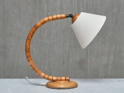 Pamono Sculptural Adjustable Table Lamps in Beech from Markslöjd, Sweden, 1960s, Set of 2