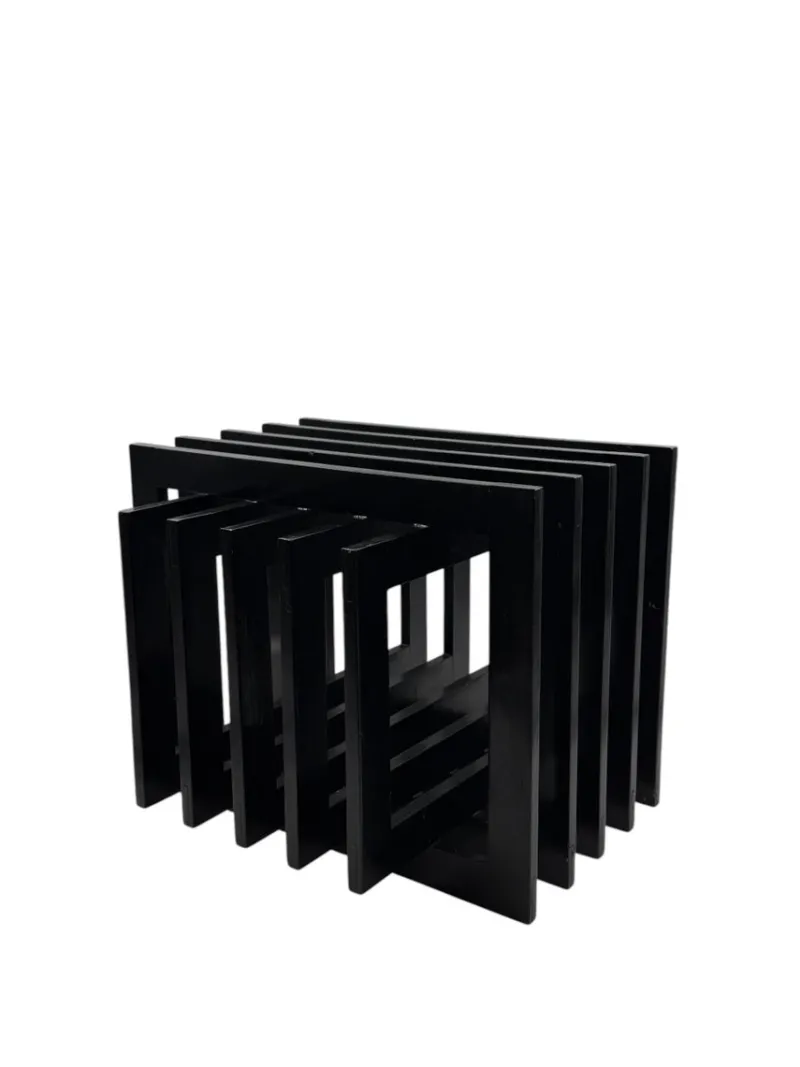 New Pamono Sculptural Black Wood Side Table, France, 1980s