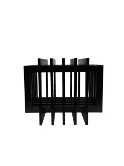 New Pamono Sculptural Black Wood Side Table, France, 1980s