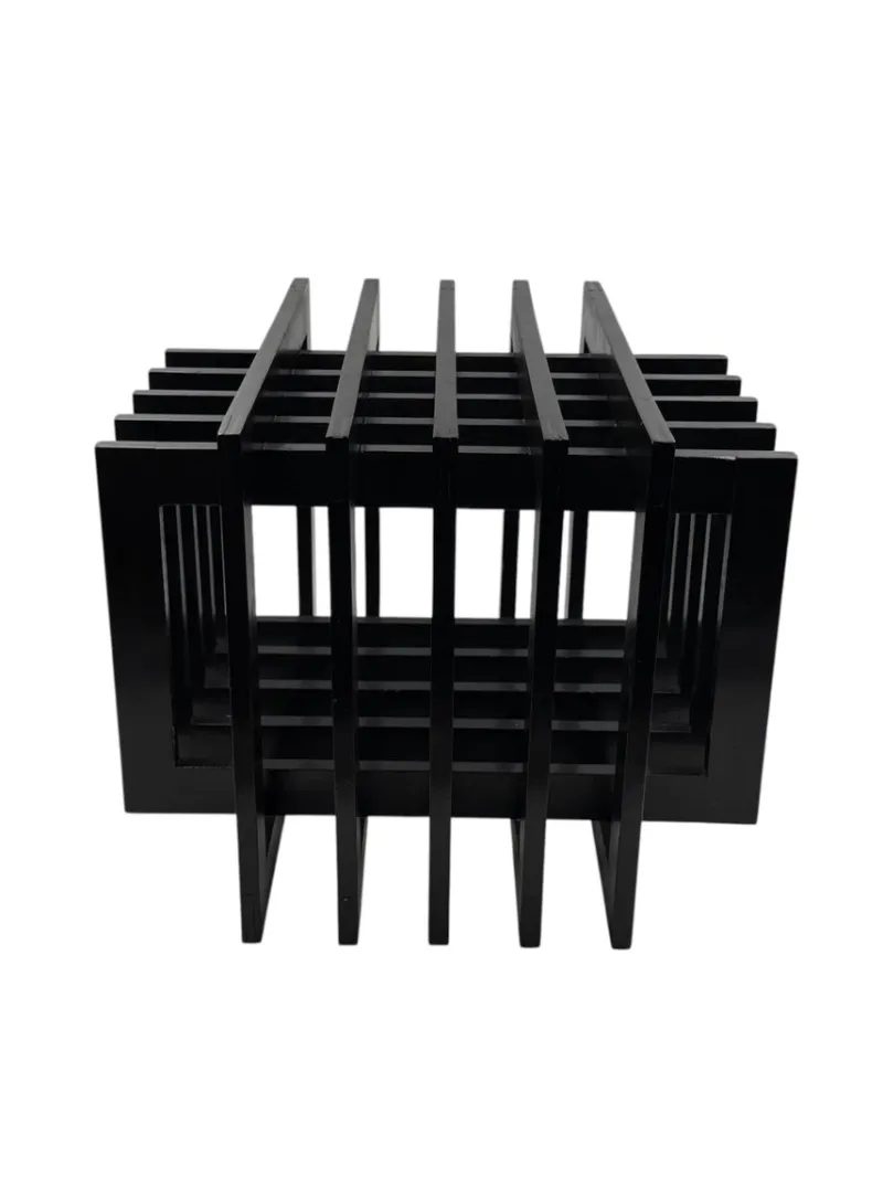 New Pamono Sculptural Black Wood Side Table, France, 1980s