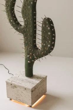 Pamono Sculptural Cactus Floor Lamp in Travertine and Fiberglass, 1970s><noscript><img width=