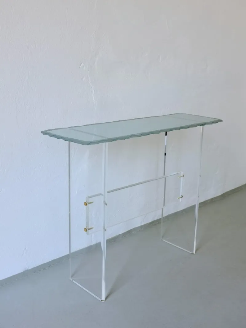 Clearance Pamono Sculptural Glass and Acrylic Glass Console Table, Italy, 1980s