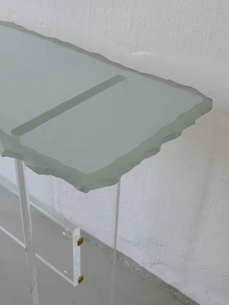 Clearance Pamono Sculptural Glass and Acrylic Glass Console Table, Italy, 1980s