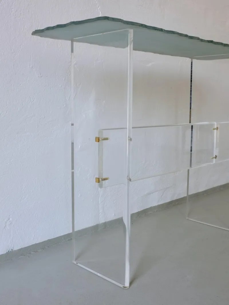 Clearance Pamono Sculptural Glass and Acrylic Glass Console Table, Italy, 1980s
