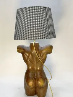 New Pamono Sculptural Solid Wood Torso Lamps, 1970s, Set of 2
