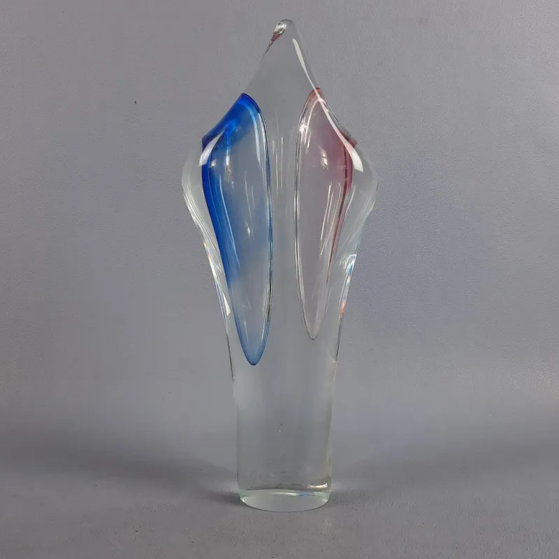 Pamono Sculptural Sommerso Murano Glass Vase by Archimede Seguso for Flavio Poli, 1960s