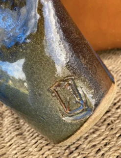 Hot Pamono Sculptural Stoneware Pitcher with Blue and Brown Glaze, 1950s