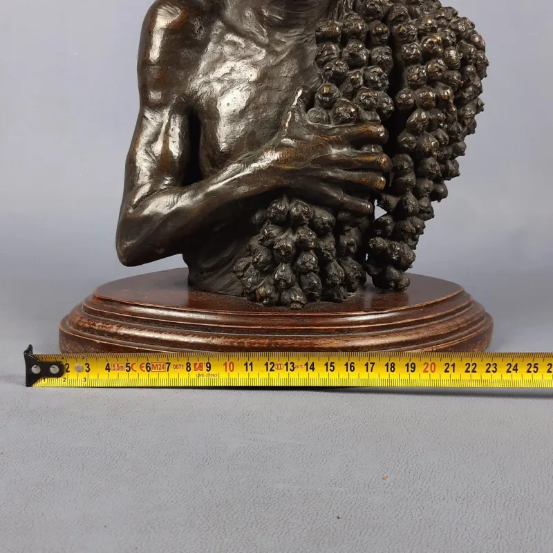 Pamono Sculpture Bust of a Peasant with Bunches of Grapes, Late 1800s, Bronze on a Wooden Base> Sculpture