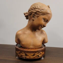 Pamono Sculpture Bust of Girl, 1940s, Terracotta><noscript><img width=