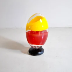 Pamono Sculpture Egg in Heavy Glass Polychrome> Mid-Century