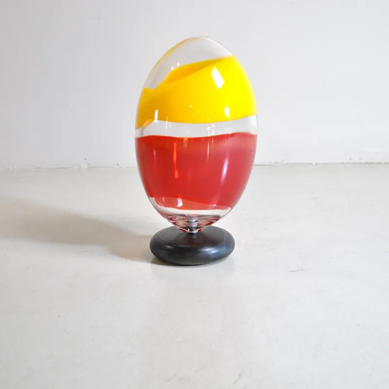 Pamono Sculpture Egg in Heavy Glass Polychrome> Mid-Century