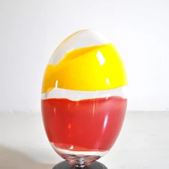 Pamono Sculpture Egg in Heavy Glass Polychrome><noscript><img width=