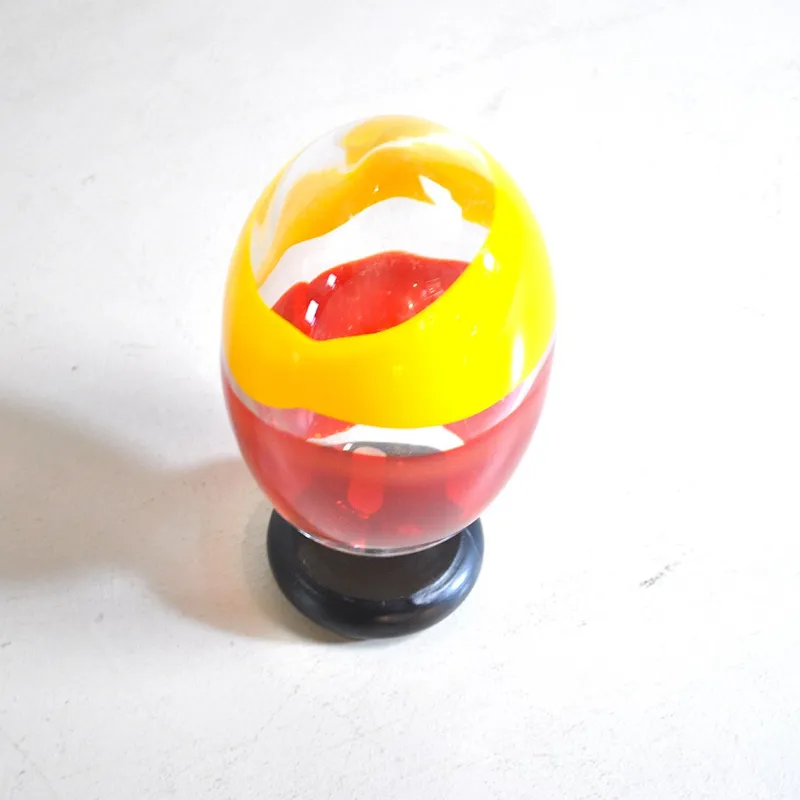 Pamono Sculpture Egg in Heavy Glass Polychrome> Mid-Century