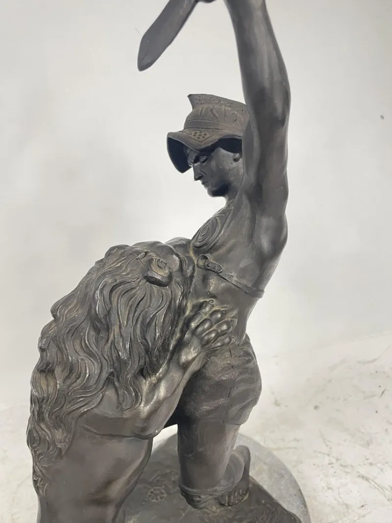 Pamono Sculpture of a Lion Fighting, 1800s, Metal> Classical