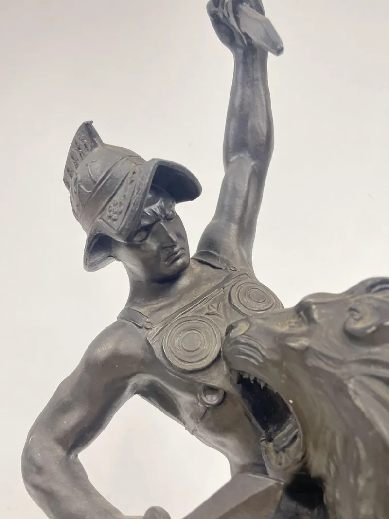 Pamono Sculpture of a Lion Fighting, 1800s, Metal> Classical
