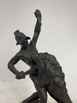 Pamono Sculpture of a Lion Fighting, 1800s, Metal><noscript><img width=