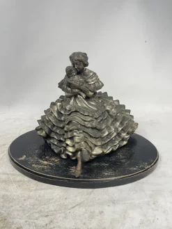 New Pamono Sculpture of Bridesmaid with a Child, 1920s-1940s, Silver Metal