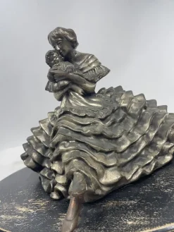 New Pamono Sculpture of Bridesmaid with a Child, 1920s-1940s, Silver Metal