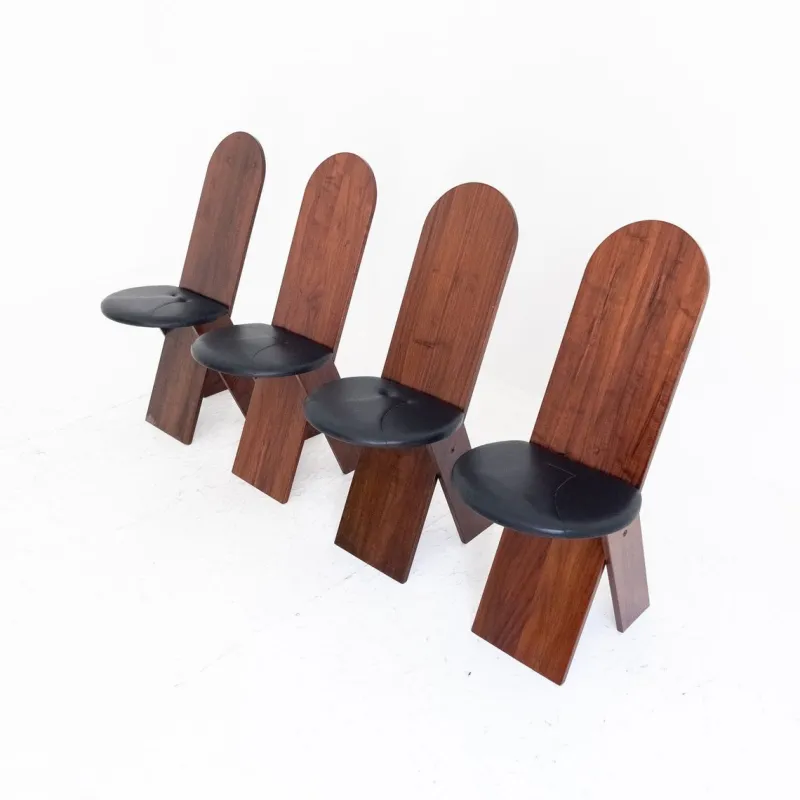 Pamono SD57 Chairs attributed to Marco Zanuso for Poggi, Italy, 1970s, Set of 4> Side Chairs & Dining Chairs