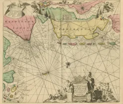 Pamono Sea Chart of the East Frisian Islands or Watten and the North Sea, 1700s> Wall Decor