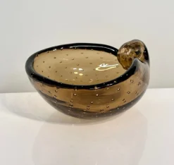 Pamono Seashell-Shaped Bullicante Murano Glass Bowl attributed to Archimede Seguso for Seguso Vetri d'Arte, Italy, 1960s><noscript><img width=