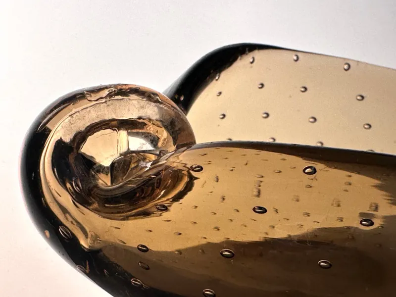 Pamono Seashell-Shaped Bullicante Murano Glass Bowl attributed to Archimede Seguso for Seguso Vetri d'Arte, Italy, 1960s> Bowls