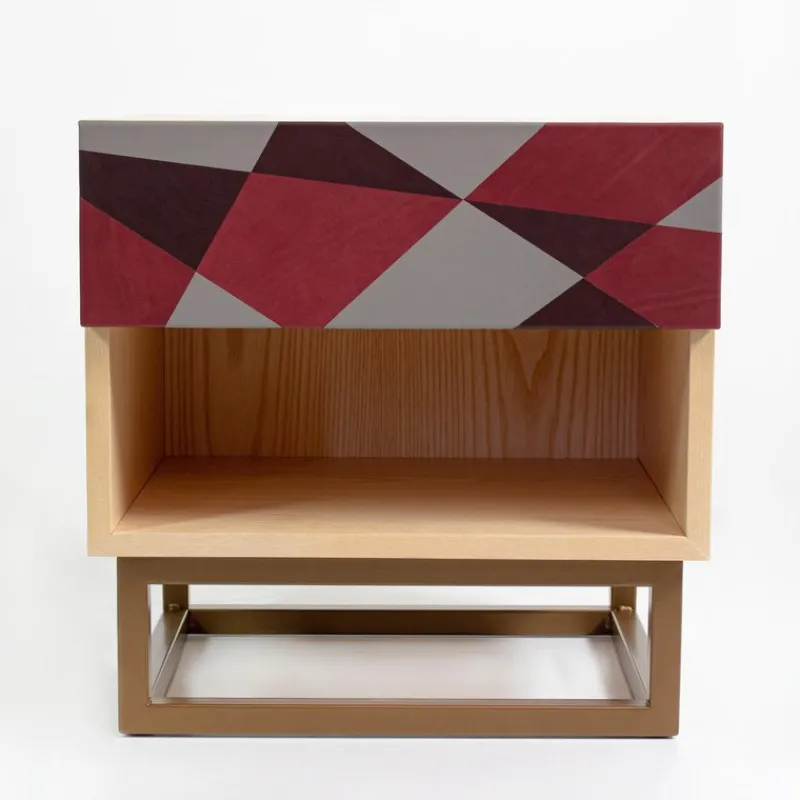 Online Pamono Seasons Bedside Table in Metal and Leather by Oscar Maschera