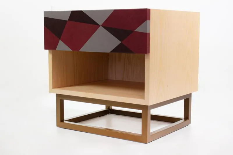 Online Pamono Seasons Bedside Table in Metal and Leather by Oscar Maschera