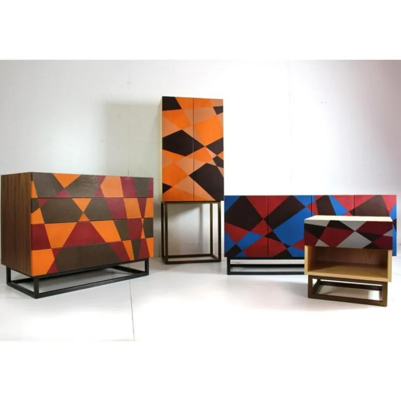 Online Pamono Seasons Bedside Table in Metal and Leather by Oscar Maschera