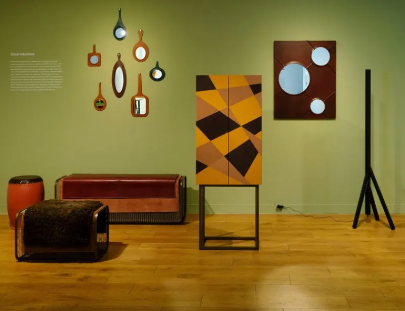 Pamono Seasons Mobile Cabinet in Laminated Wood with Metal and Leather by Oscar Maschera> Storage