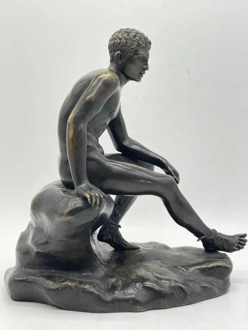 Discount Pamono Seated Athletic Youth, Bronze Sculpture
