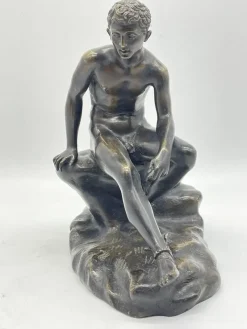 Discount Pamono Seated Athletic Youth, Bronze Sculpture