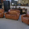 Pamono 2-Seater Sofa and Club Armchairs in Faux Leather, 1980s, Set of 3
