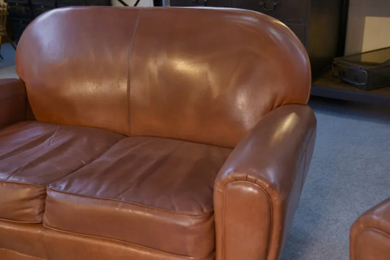 Pamono 2-Seater Sofa and Club Armchairs in Faux Leather, 1980s, Set of 3