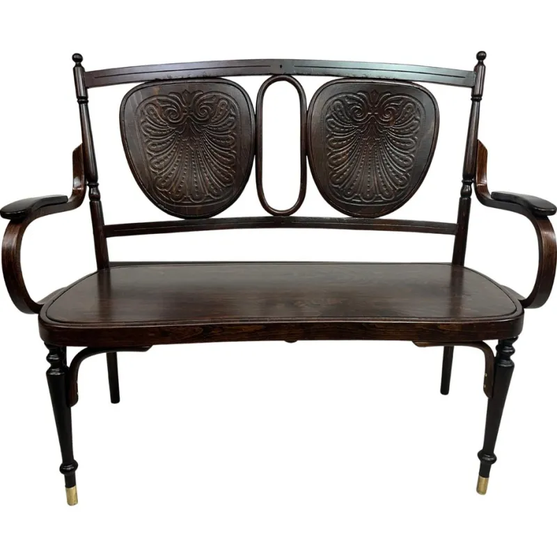 Hot Pamono Secession Bentwood Bench from Thonet, 1890s
