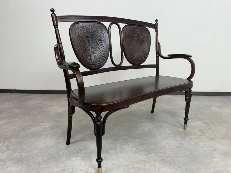 Hot Pamono Secession Bentwood Bench from Thonet, 1890s