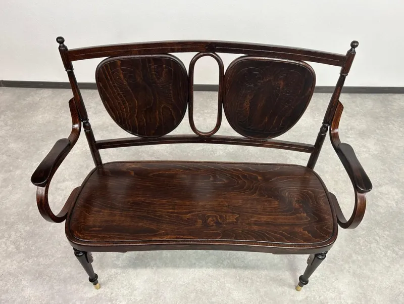 Hot Pamono Secession Bentwood Bench from Thonet, 1890s