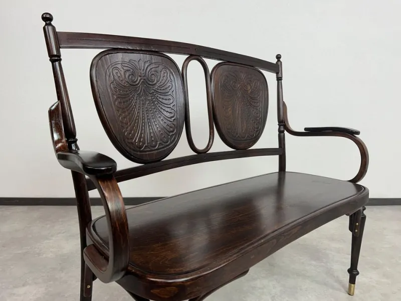 Hot Pamono Secession Bentwood Bench from Thonet, 1890s